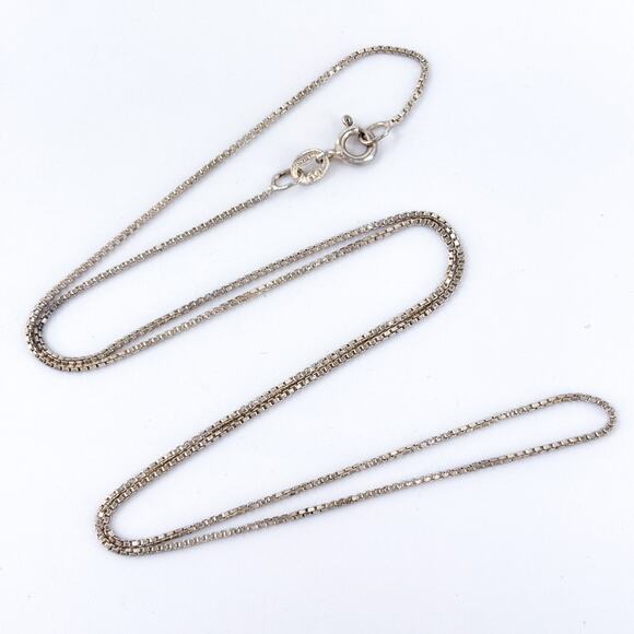 Vintage Italy FAS Sterling Silver 925 Box Chain Necklace 19" - Picture 1 of 3